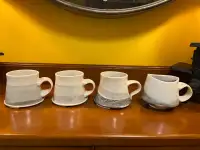 4 Clayworks Glazed Pottery Mugs Marbled Grey and White