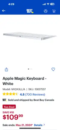 Brand new Magic Keyboard (white) $100 firm. 416-999-2349