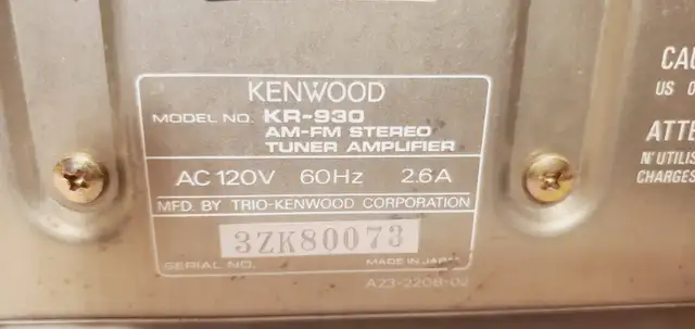 Kenwood KR-930 AM-FM Stereo Tuner Amplifier in Stereo Systems & Home Theatre in Mississauga / Peel Region - Image 7