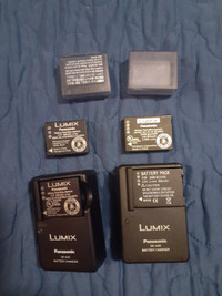 Lumix panasonic battery chargers and batteries, 2 diff sizes