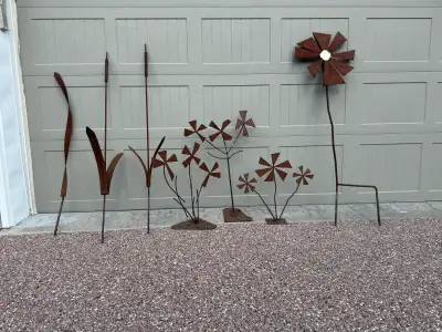 Set of 7 rustic garden ornaments , View more