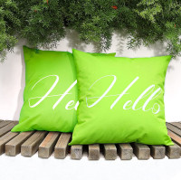 Waterproof Outdoor Throw Pillow Cover,2 Pack Hello 18"x18"