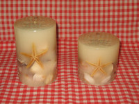 Scented Seashell White Pillar Candles Seaside Cabana