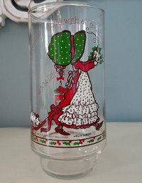 Vintage Holly Hobbie Coca Cola Coke glass - Christmas Is Love