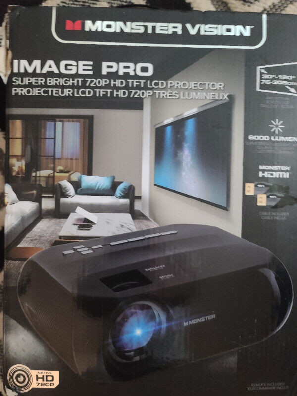 Monster Vision Image Pro – Super Bright 720P HD LCD Projector in General Electronics in Markham / York Region