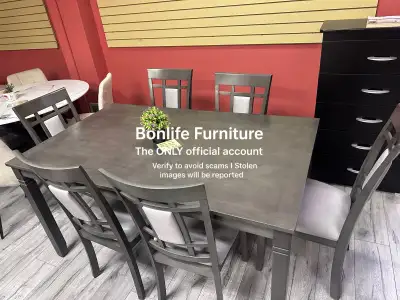 grey wooden dining table set , View more