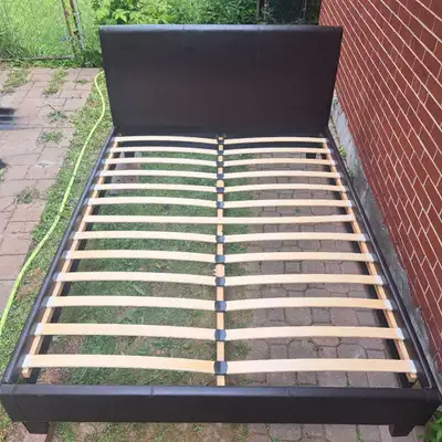 Queen Size Faux Leather Platform Bed Frame – With Wood Slat, View more