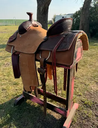 15” Thomas Scott rope saddle, View more