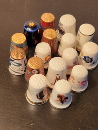 Thimbles vintage bone china and enamel set of 16