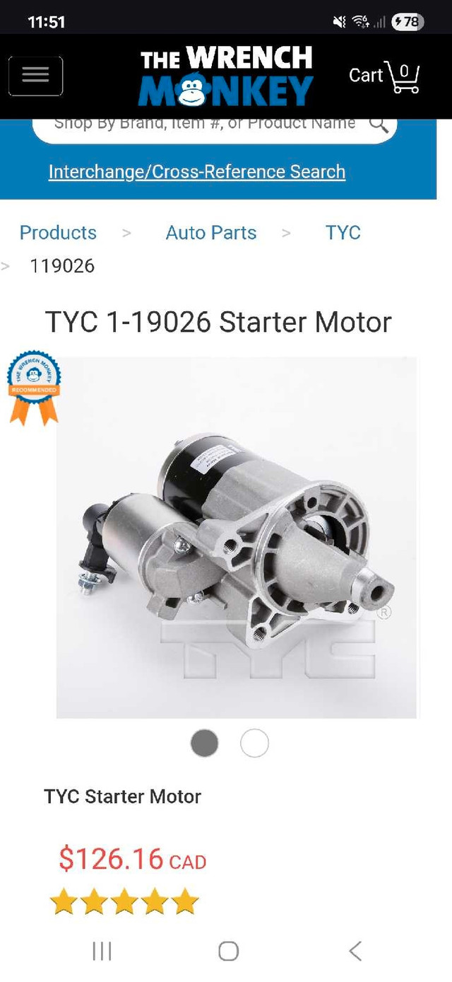 TYC Starter Motor in Engine & Engine Parts in Windsor Region