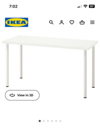 IKEA rectangle Table, white with metal legs, dimensions 150x75 c