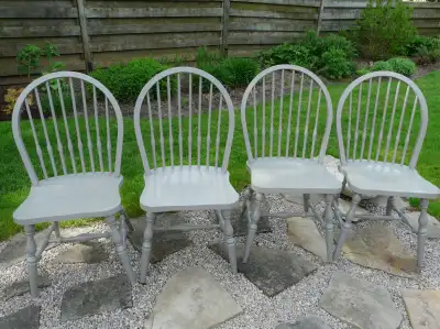 Painted Oak Table with 4 Solid Chairs, View more