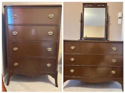 Vintage Midcentury Matching Tall and Low Dressers – Bedroom Set ● $550.00 or best offer ● All pieces...