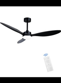 Ohniyou 52'' Ceiling Fan with Light and Remote,Black Ceiling Fan