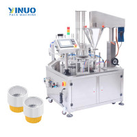 Rotary type cup/tray/box filling and sealing machine