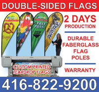 2 DAY PRODUCTION: Outdoor Double-SIded Advertising Flags & Tents