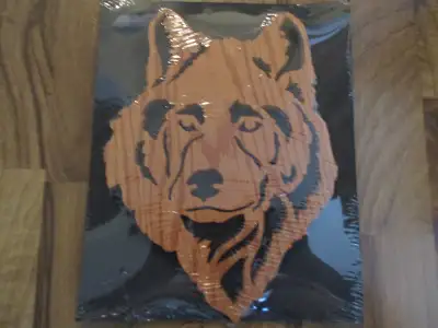 For Sale : Scroll saw Woodworking - hand made craft of a wolf. Excellent to display as a wall hangin...