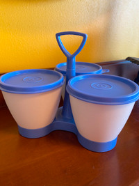 Like New Vintage Tupperware Condiment Caddy 3 Containers Lids