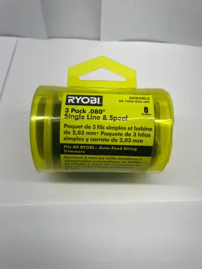 Ryobi String Trimmer Spool AC80RL3 - three pack, View more