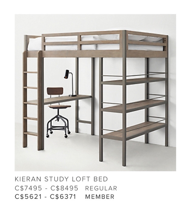 Restoration Hardware Loft Bed + Lower bed (MSRP $8495+) in Beds & Mattresses in Strathcona County
