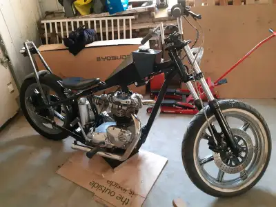 1969 triumph tr6r (trophy) Hardtail kit. Custom frame. Yamaha xs 650 frontend and wheels. Shaved for...