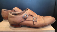Pegabo Mens Leather Double Monk-Strap Shoes_ Size:42 (9-9.5)