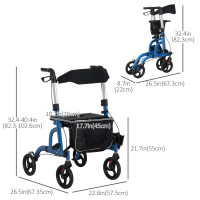 Rollator Walker for Seniors and Adults with 8'' Wheels, Padded S