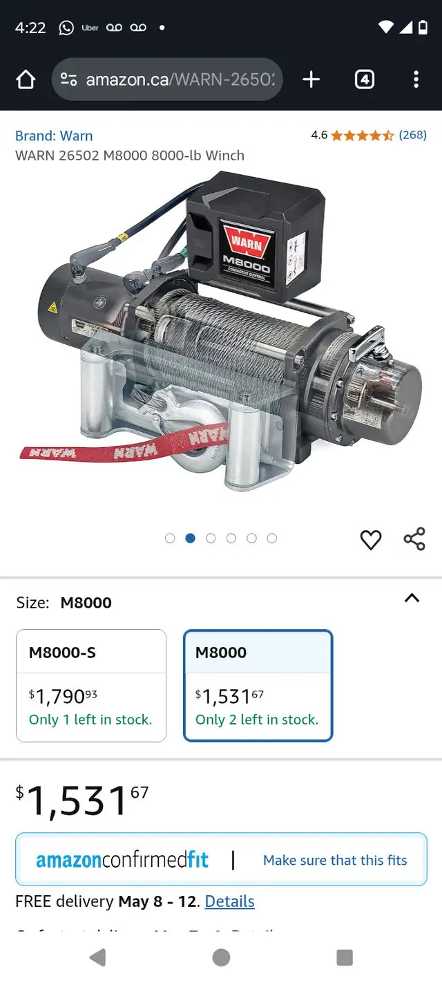 Warn M8 (M8000) Winch - 26502 (BNIB) $600 retail $1500+ in Snowmobiles in City of Toronto - Image 3