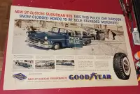 1955 GOODYEAR TIRES AD WITH FORD WAGON POLICE CAR - VINTAGE 50S