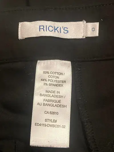 Ricki’s women’s black dress pants , size 0 . False pockets on front & back except the front right po...