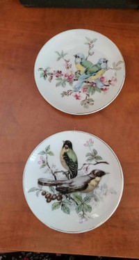 Japan Vintage Porcelain Duo Bird 4" Mini Plates Coasters