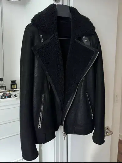 AllSaints Men’s Takoma Shearling Moto Jacket, View more