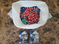 Assorted Poker Chips & Two Card Decks For Sale