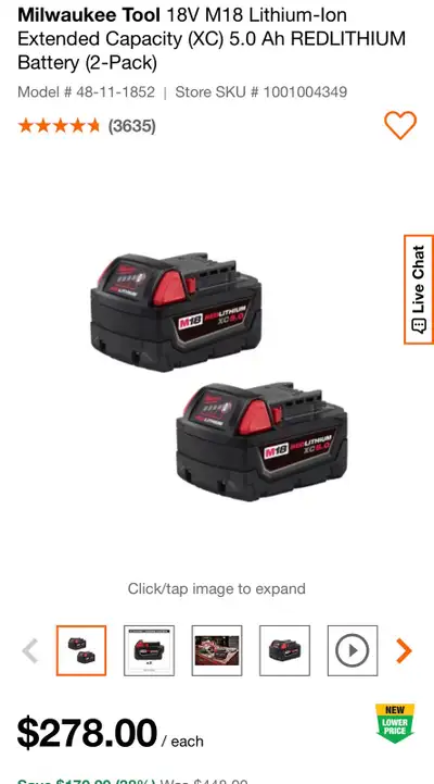 Milwaukee 18V M18 Lithium-Ion (XC) 5.0 Ah 2-Pack, View more