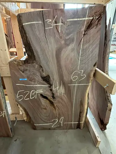Beautiful Black Walnut live edge slab with stunning grain, natural character, and plenty of potentia...