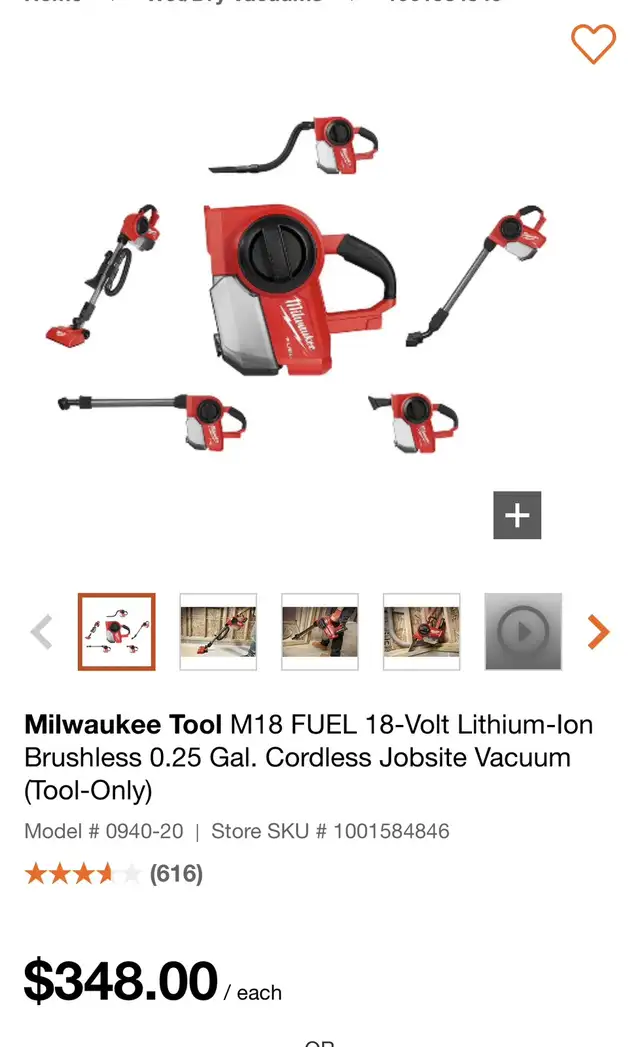 Milwaukee vacuum no battery or charger m18 fuel in Power Tools in Markham / York Region - Image 2