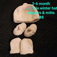 3-6 month winter hat, mitts and slippers JJ Cole brand