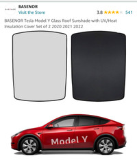 Tesla Model Y roof sunshade 