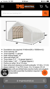 30’ x 50’ Heavy Duty Straight Wall Storage Shelter