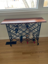 Wrought iron and wood sofa table