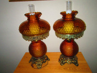 Beautiful Vintage Amber Table Lamps