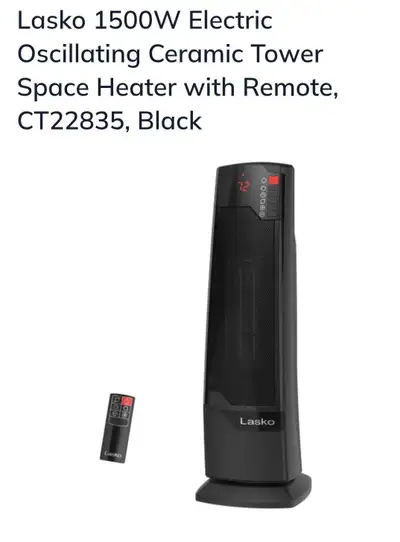 Oscillating Ceramic Tower Heater, retail price $80, View more
