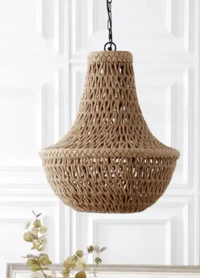 Oversized 20" Hand-Woven Bohemian Rope Chandelier (Hardwired), View more