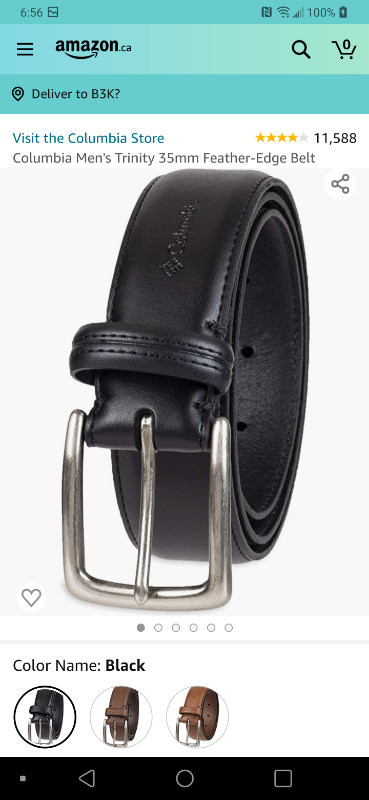 New. Columbia men's leather belt. Black size 52 in Men's in City of Halifax