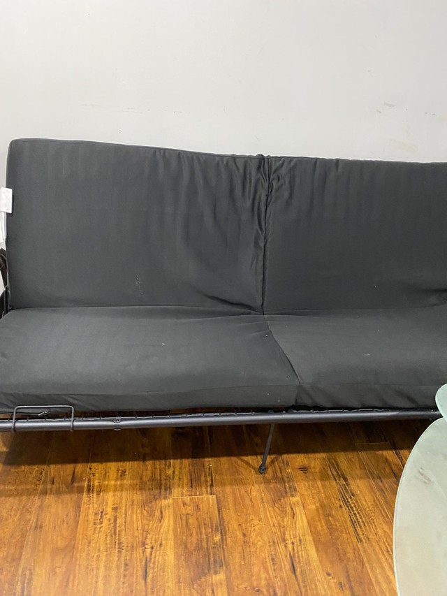 Mainstays Black Metal Arm Futon Frame SOFA BED with Mattress