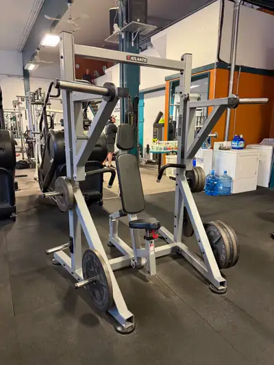 Solid commercial plate loaded Atlantis chest press. Back-rest and seat adjusts. CAN DELIVER NEXT WEE...