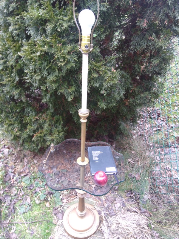 Floor Lamp Auto max Rare Find with Beveled Glass Table & shade Indoor