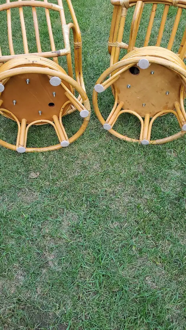 Antique Bamboo Swivel Chairs and Table Set in Patio & Garden Furniture in Regina - Image 6