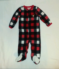 Baby Boys Red Plaid Christmas Holiday Sleeper Outfit 6-9 Months