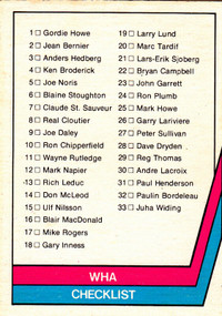 1977-78 OPC WHA # 58 CHECKLIST